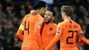 Selección de Holanda en festejo