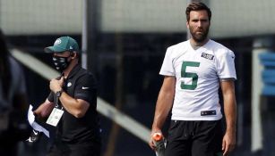 Joe Flacco, en una práctica de los Jets