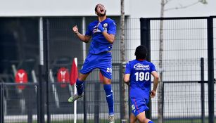 Daniel López festeja su gol con la Sub 20 de La Máquina