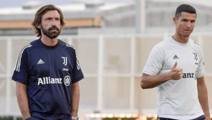 Pirlo y CR7 durante un entrenamiento de la Juventus 
