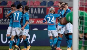 Jugadores del Napoli celebrando el gol del triunfo