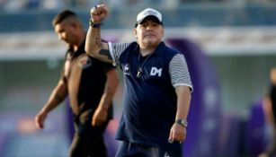 Maradona en juego de su equipos Gimnasia y Esgrima de La Plata