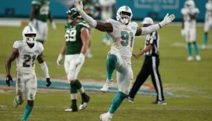 Jugadores de los Miami Dolphins en festejo