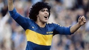 Diego Maradona en festejo como jugador de Boca