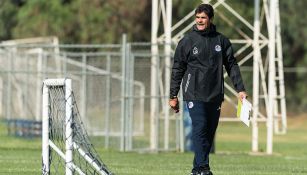 Leonel Rocco en un entrenamientos con San Luis