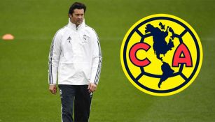 Santiago Solari en una práctica con Real Madrid