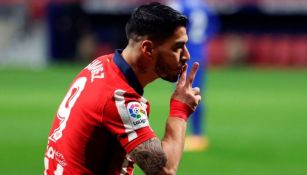 Luis Suárez festejando su gol ante el Getafe