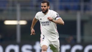 Nacho en un partido de Champions League con el Real Madrid