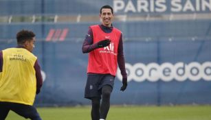 Ángel Di María durante un entrenamiento con el PSG