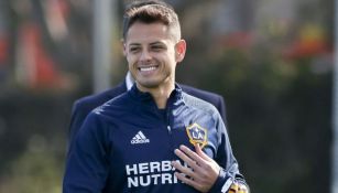 Javier Hernández en un entrenamiento con el Galaxy 