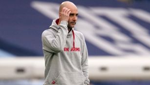 Pep Guardiola durante el partido entre el Manchester City y el United