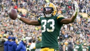 Aaron Jones en un partido con los Green Bay Packers