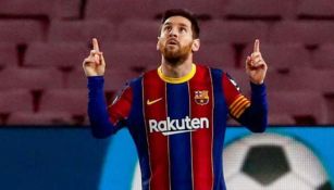 Lionel Messi en festejo con Barcelona