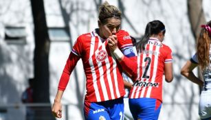 Alicia Cervantes tras anotar un gol a favor de Chivas