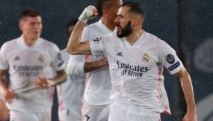 Karim Benzema en festejo ante Chelsea