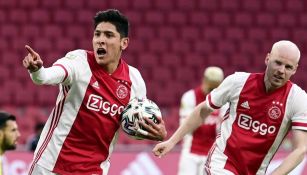 Edson Álvarez celebra anotación con el Ajax 