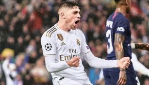 Fede Valverde celebra un tanto del Real Madrid 