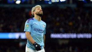 Sergio Agüero durante un partido del City