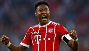 David Alaba festeja una anotación con el Bayern Munich 