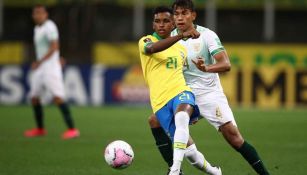 Rodrygo Goes durante un partido con Brasil