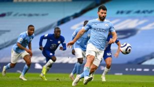 Sergio Agüero durante un partido con el Manchester City