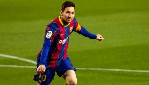 Leo Messi festeja una anotación con el Barcelona 