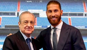 Florentino Péres y Sergio Ramos durante la conferencia 