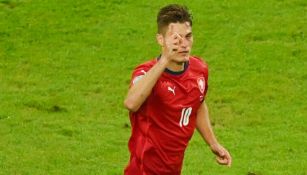 Patrik Schick tras anotar gol ante Dinamarca