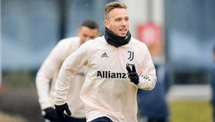 Arthur Melo durante un entrenamiento con la Juventus 