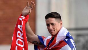 Fernando Torres festeja un título con Atlético de Madrid