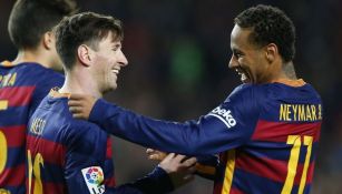 Messi y Neymar en un partido de Barcelona 