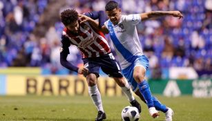 César Huerta en acción frente al Puebla durante el torneo Grita México Apertura 2021