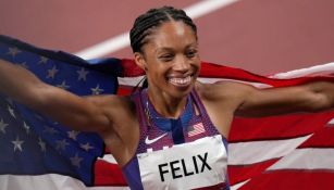 Allyson Felix en festejo en Tokio 2020