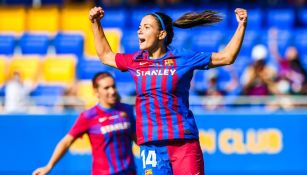 Aitana Bonmatí celebra gol con el Barcelona