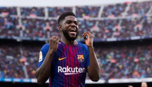 Samuel Umtiti celebra con el Barcelona