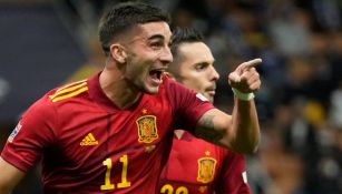 Ferran Torres celebrando el primer gol de España