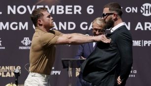 Canelo Álvarez y Caleb Plant en conferencia de prensa