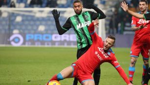 Napoli en acción contra Sassuolo en la Serie A