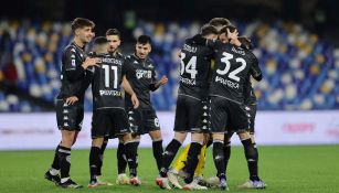 Empoli festejando gol ante Napoli en la Serie A