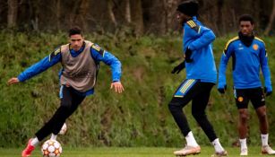 Jugadores del United en entrenamiento