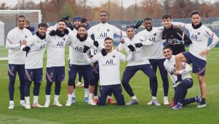 Jugadores del PSG tras un entrenamiento 