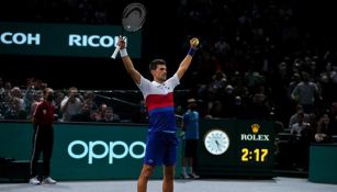 Djokovic en festejo tras triunfo 
