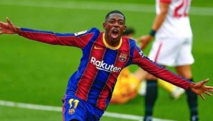 Dembélé jugando con el Barcelona