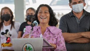 Abelina López en una conferencia 