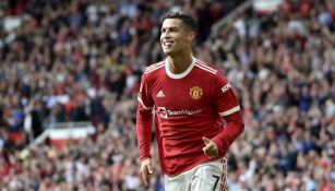 Cristiano Ronaldo durante un partido con el United