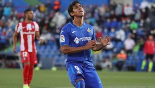 José Juan Macías durante un duelo con el Getafe