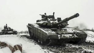 Un tanque ruso durante un ejercicio militar 