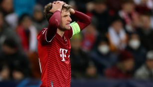 Thomas Müller reacciona durante partido