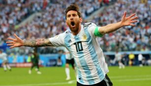 Lionel Messi celebrando un gol con Argentina 