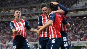 JJ Macías celebrando su gol vs Pumas